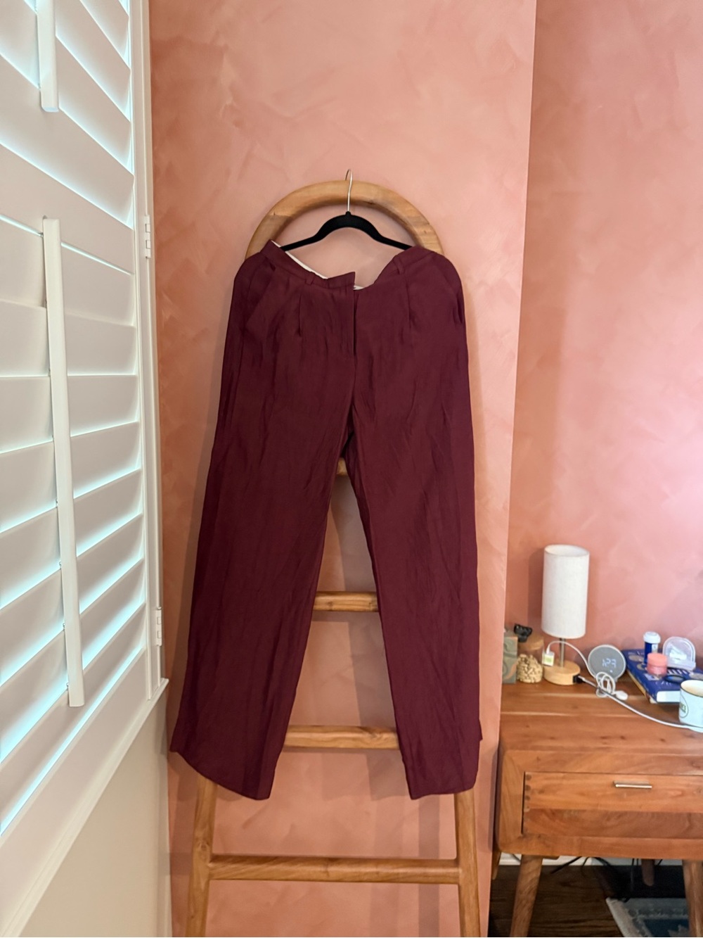 Women’s jcrew wide leg satin trousers in wilshire red